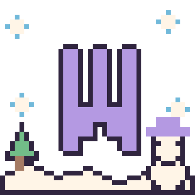 Modèle de pixel art Lettre W en hiver sur une grille de 40 par 40 cases