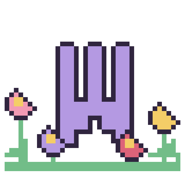 Modèle de pixel art Lettre W dans le jardin sur une grille de 40 par 40 cases