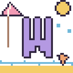 Pixel art Lettre W à la plage, grille 40 × 40