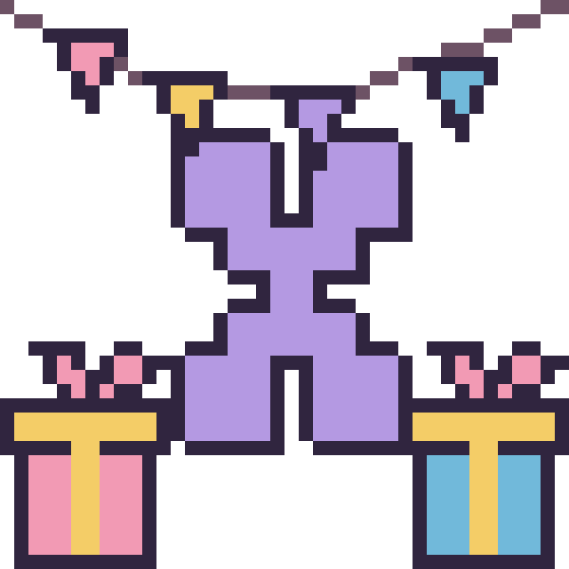 Modèle de pixel art Lettre X pour un anniversaire sur une grille de 40 par 40 cases