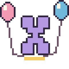 Pixel art Lettre X avec des ballons, grille 40 × 40