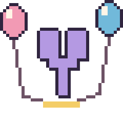 Pixel art Lettre Y avec des ballons, grille 40 × 40