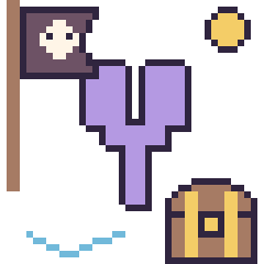 Pixel art Lettre Y en aventure pirate, grille 40 × 40