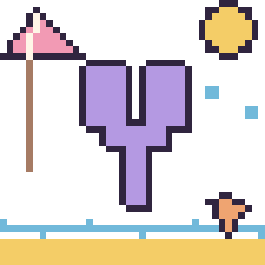 Pixel art Lettre Y à la plage, grille 40 × 40