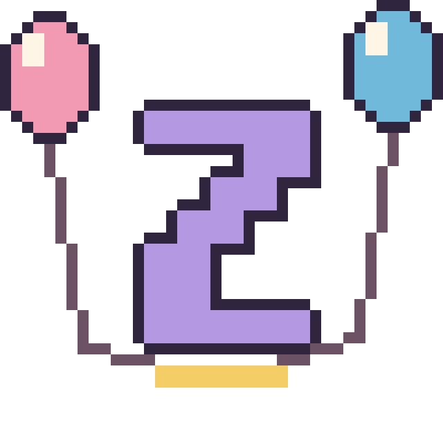 Modèle de pixel art Lettre Z avec des ballons sur une grille de 40 par 40 cases