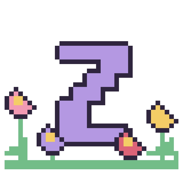 Modèle de pixel art Lettre Z dans le jardin sur une grille de 40 par 40 cases