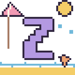 Pixel art Lettre Z à la plage, grille 40 × 40
