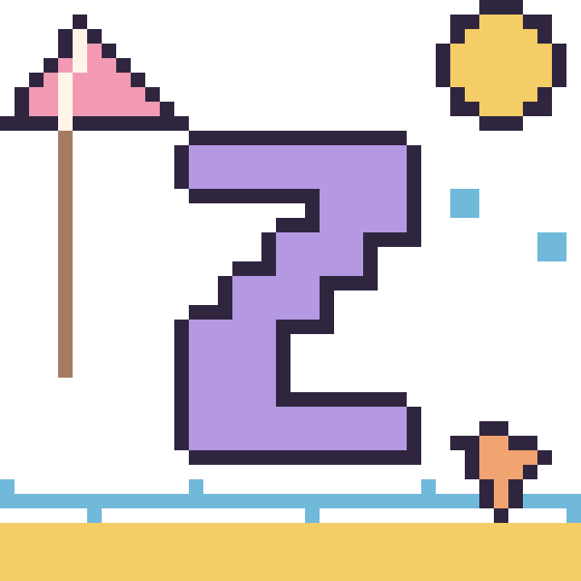 Modèle de pixel art Lettre Z à la plage sur une grille de 40 par 40 cases