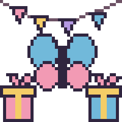 Pixel art Libellule pour un anniversaire, grille 40 × 40