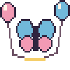 Pixel art Libellule avec des ballons, grille 40 × 40