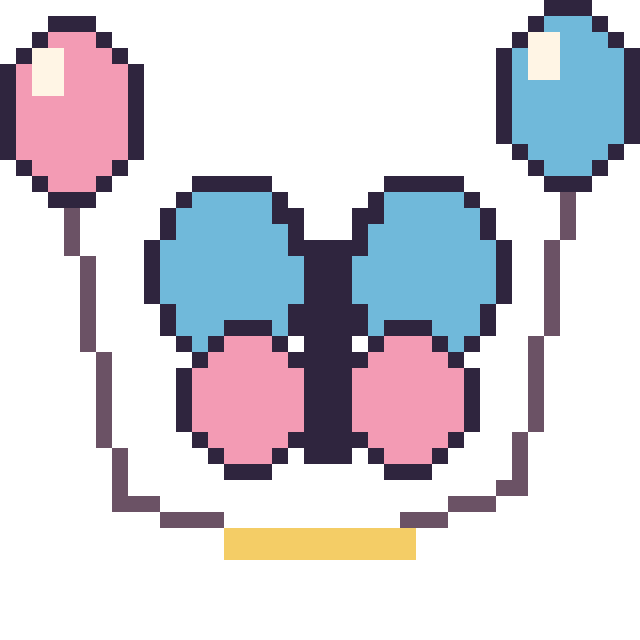 Modèle de pixel art Libellule avec des ballons sur une grille de 40 par 40 cases