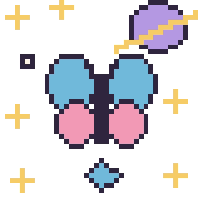 Modèle de pixel art Libellule dans l’espace sur une grille de 40 par 40 cases