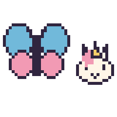 Pixel art Libellule et Licorne en portrait, grille 40 × 40