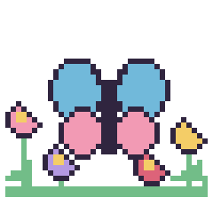 Pixel art Libellule dans le jardin, grille 40 × 40