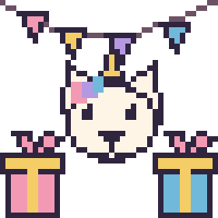 Pixel art Licorne pour un anniversaire, grille 40 × 40