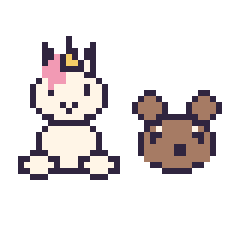 Pixel art Licorne assis et Capybara en portrait, grille 40 × 40