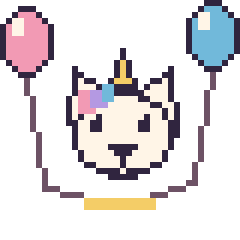 Pixel art Licorne avec des ballons, grille 40 × 40