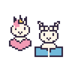 Pixel art Licorne avec un cœur et Alpaga avec un livre, grille 48 × 48