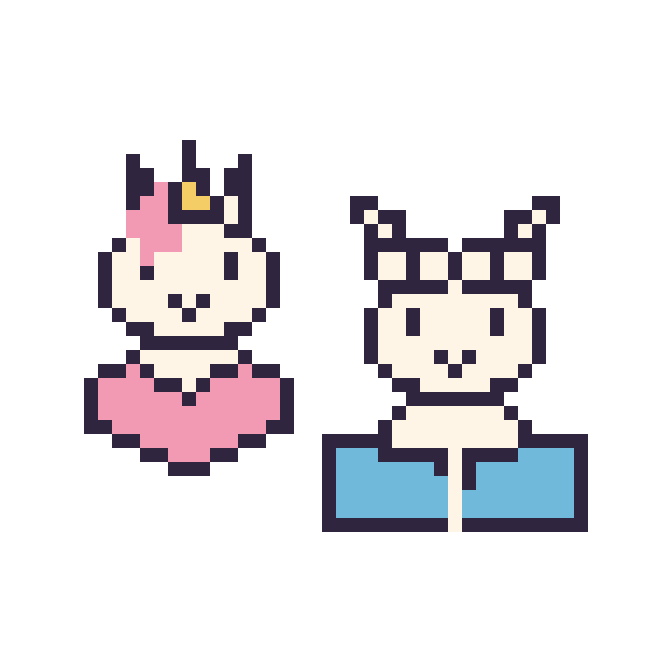 Modèle de pixel art Licorne avec un cœur et Alpaga avec un livre sur une grille de 48 par 48 cases