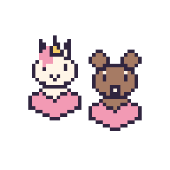 Pixel art Licorne avec un cœur et Loutre avec un cœur, grille 48 × 48