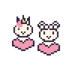 Pixel art Licorne avec un cœur et Mouton avec un cœur, grille 48 × 48