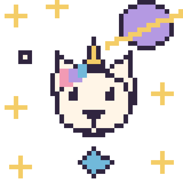 Modèle de pixel art Licorne dans l’espace sur une grille de 40 par 40 cases