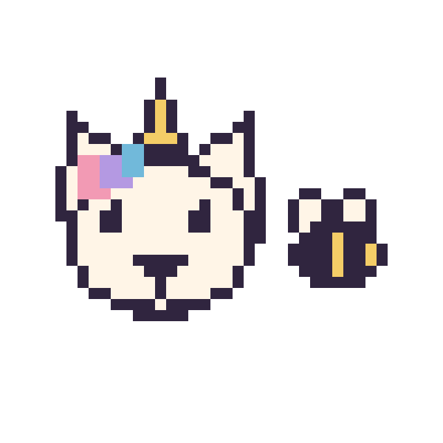 Modèle de pixel art Licorne et Abeille simple 10 × 10 sur une grille de 40 par 40 cases