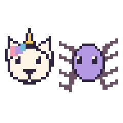 Pixel art Licorne et Araignée, grille 48 × 48