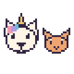 Pixel art Licorne et Chat en portrait, grille 40 × 40