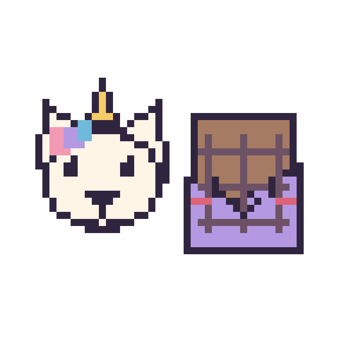 Modèle de pixel art Licorne et Chocolat kawaii sur une grille de 48 par 48 cases