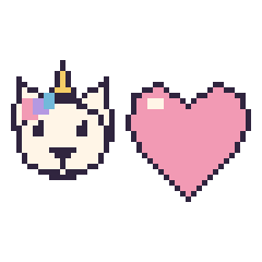Pixel art Licorne et Cœur, grille 48 × 48