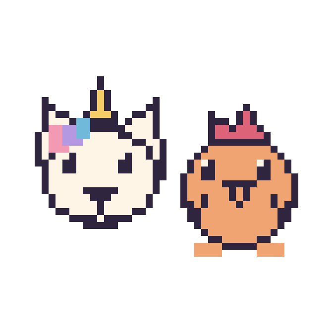 Modèle de pixel art Licorne et Coq sur une grille de 48 par 48 cases