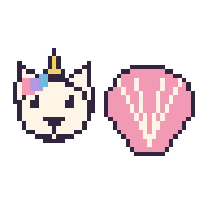Modèle de pixel art Licorne et Coquillage sur une grille de 48 par 48 cases
