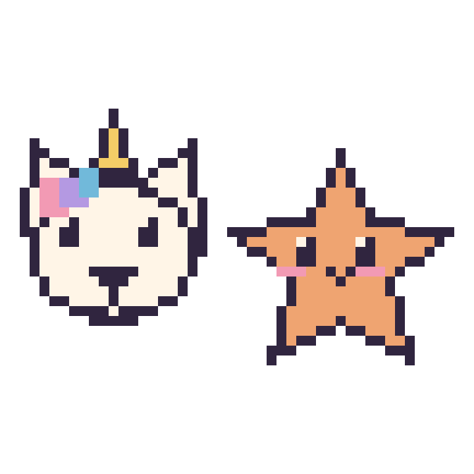 Modèle de pixel art Licorne et Étoile de mer sur une grille de 48 par 48 cases