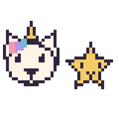 Pixel art Licorne et Étoile kawaii 16 × 16, grille 40 × 40