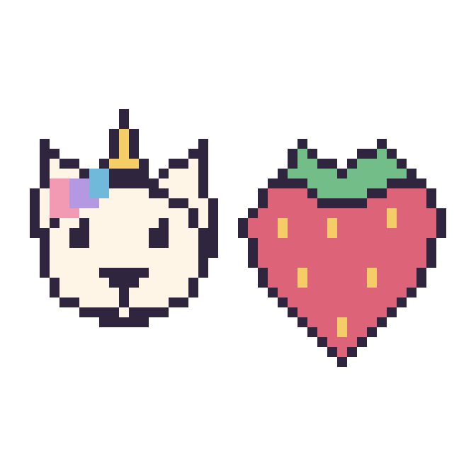 Modèle de pixel art Licorne et Fraise sur une grille de 48 par 48 cases