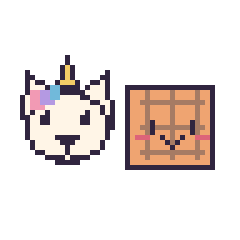 Pixel art Licorne et Gaufre kawaii, grille 48 × 48