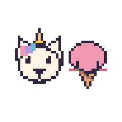 Pixel art Licorne et Glace kawaii, grille 48 × 48