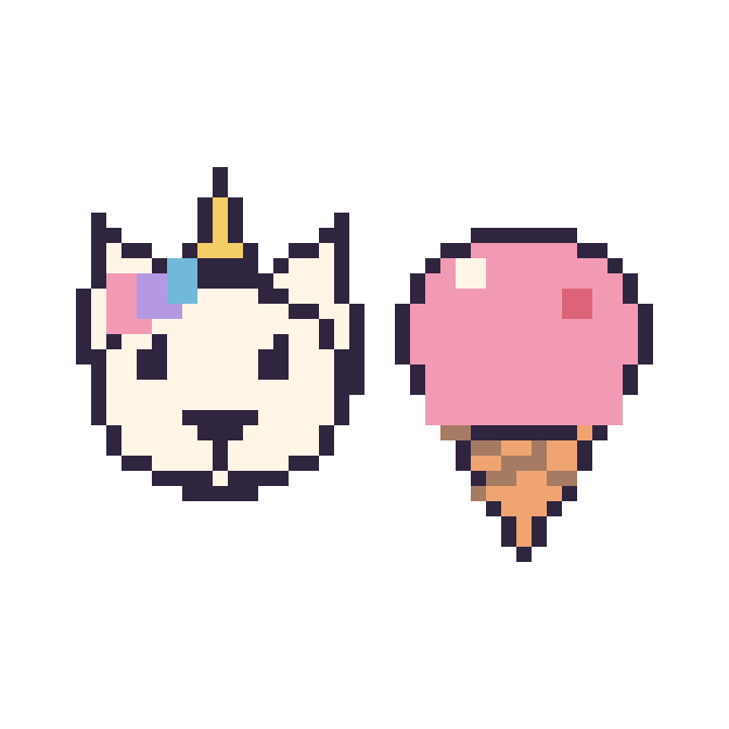Modèle de pixel art Licorne et Glace sur une grille de 48 par 48 cases