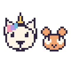 Pixel art Licorne et Hamster en portrait, grille 40 × 40