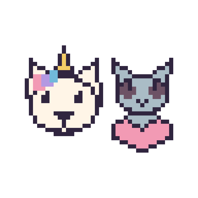 Modèle de pixel art Licorne et Loup avec un cœur sur une grille de 48 par 48 cases