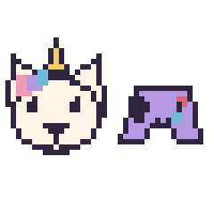 Pixel art Licorne et Manette kawaii 16 × 16, grille 40 × 40