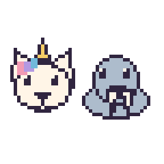 Pixel art Licorne et Morse, grille 48 × 48