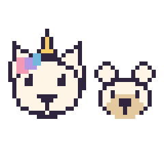 Pixel art Licorne et Ours polaire en portrait, grille 40 × 40
