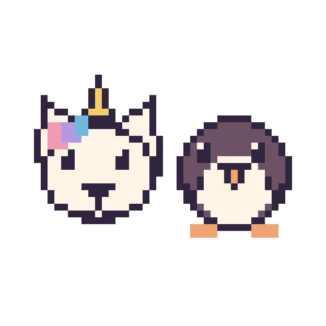 Modèle de pixel art Licorne et Pingouin sur une grille de 48 par 48 cases