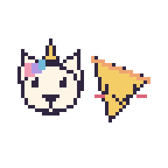 Pixel art Licorne et Pizza kawaii, grille 48 × 48
