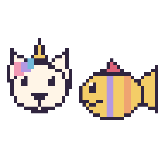 Modèle de pixel art Licorne et Poisson tropical sur une grille de 48 par 48 cases