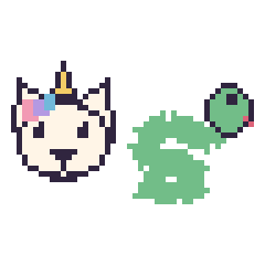 Pixel art Licorne et Serpent, grille 48 × 48