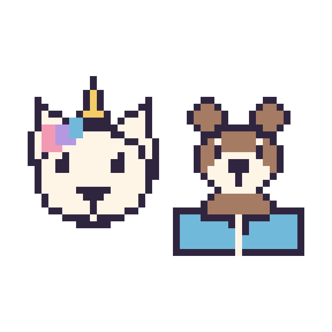Modèle de pixel art Licorne et Singe avec un livre sur une grille de 48 par 48 cases