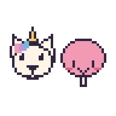 Pixel art Licorne et Sucette kawaii, grille 48 × 48